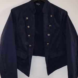 Navy Blue Cropped Jacket
